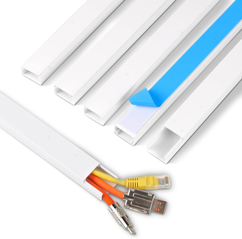 Rindion Cord Hider, 85.2in TV Cable Hider, Cord Covers for Wires on Wall, Wire Covers for Cords on Wall, Self-Adhesive Wire Hider for TV on Wall Cable Management, 6 x L14.2 x W0.94x H0.55in - White - Image 1